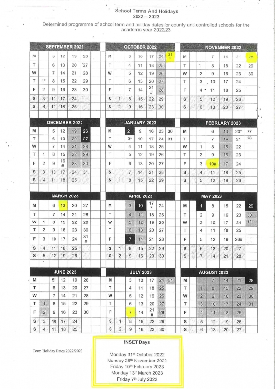 Hcc Fall 2022 Calendar Padnell Infant School - Hcc Calendar